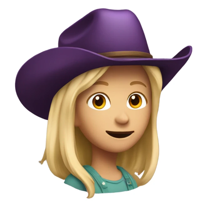 Blonde girl with cow-boy hat on riding eggplant sticker