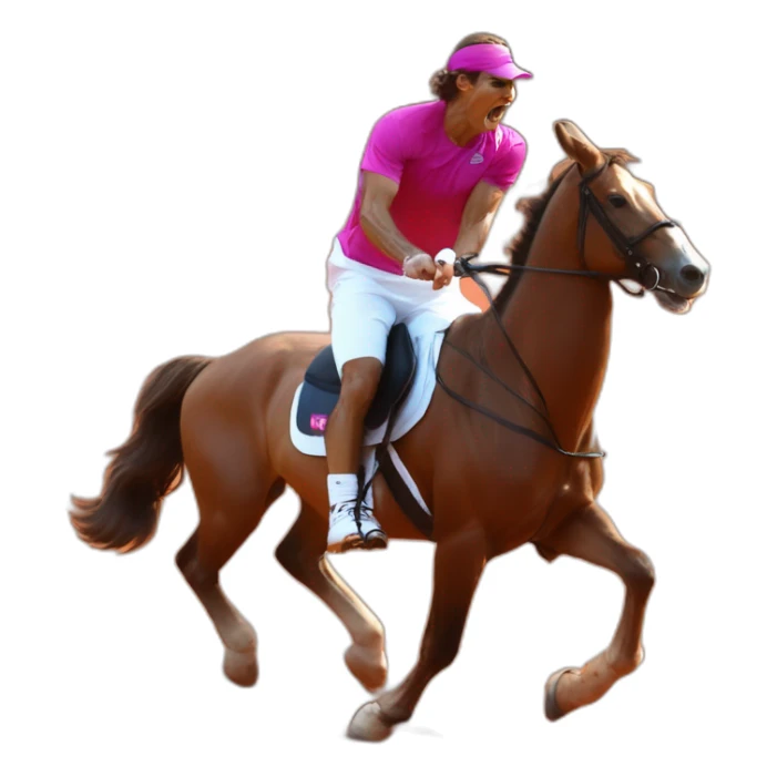 Rafael Nadal sur un chameau et Roger federer en train de tenir en laisse le chameau sticker