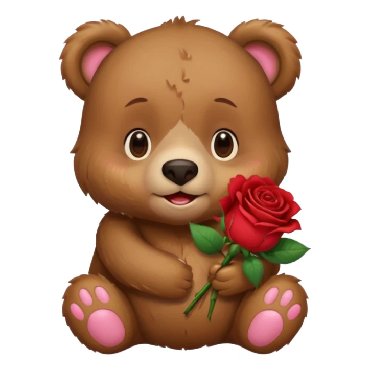 Cute bear with this emoji 🥹  holding roses with this emoji expression  sticker