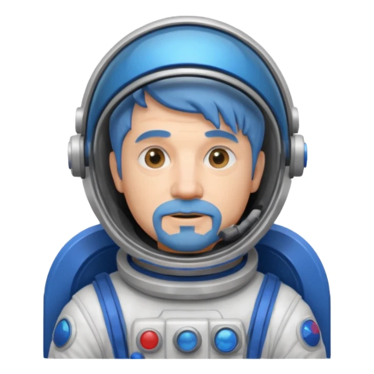 Astronauts, Middle-age, male, white skin, blue hair and blue beard sticker