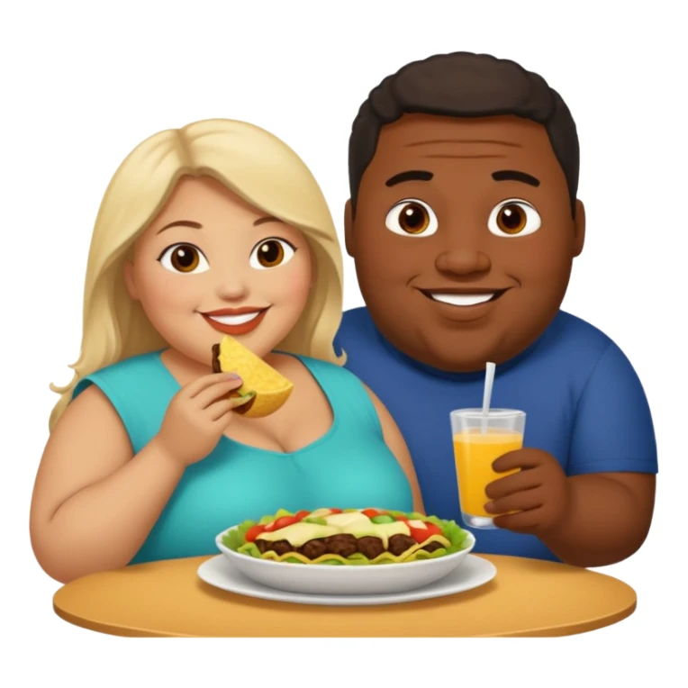 Fat Mexican woman and fat light skinned black guy eating together sticker