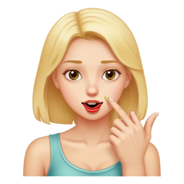 girl biting index finger nail sticker