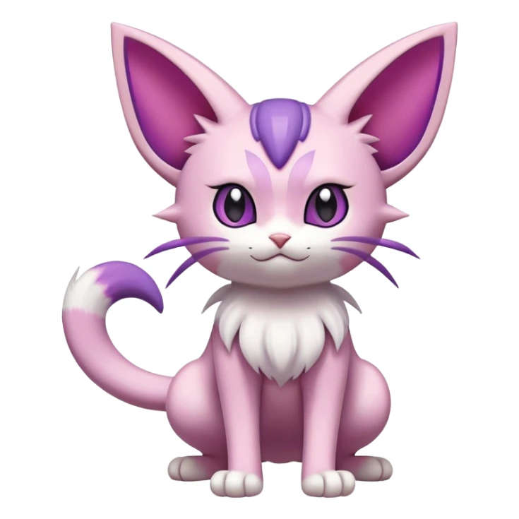 Meowth-Espeon-Skitty-Pokémon-Fakémon-hybrid-creature (full body) sticker