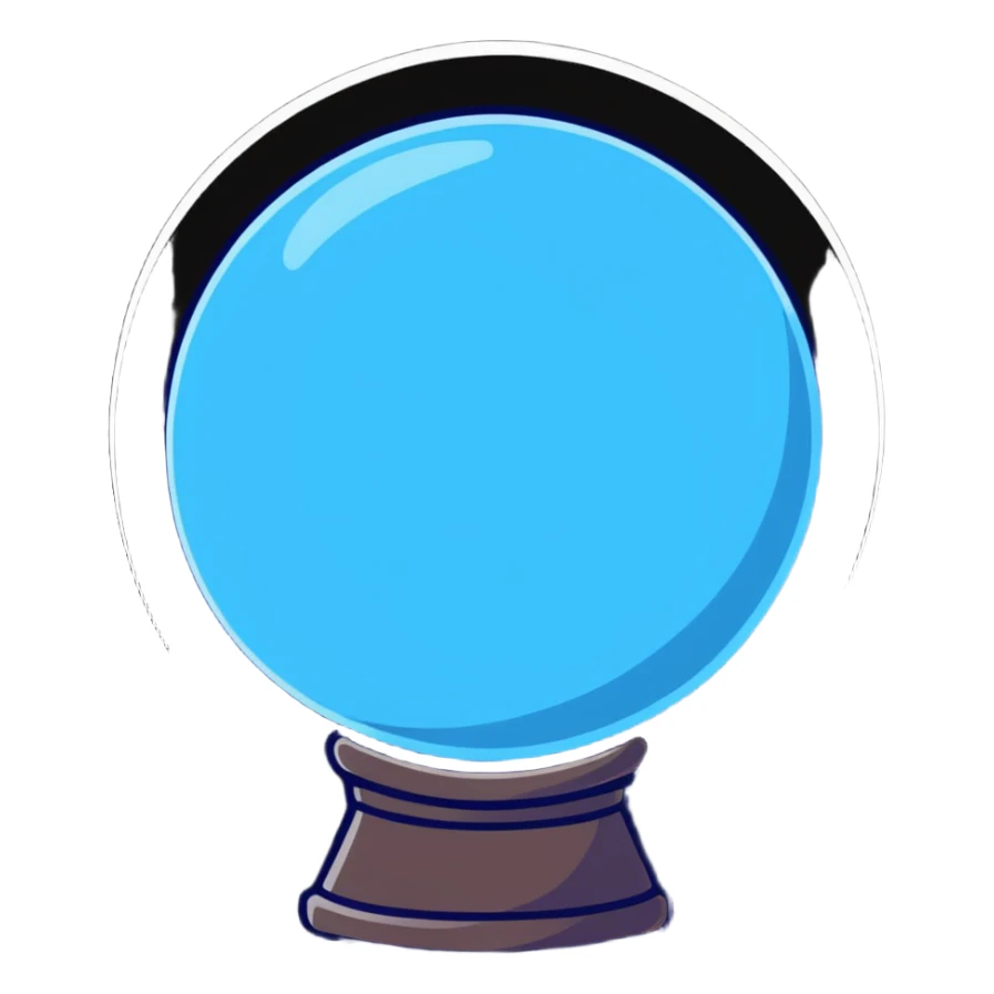 A glowing blue scrying orb with mystical fog inside sticker