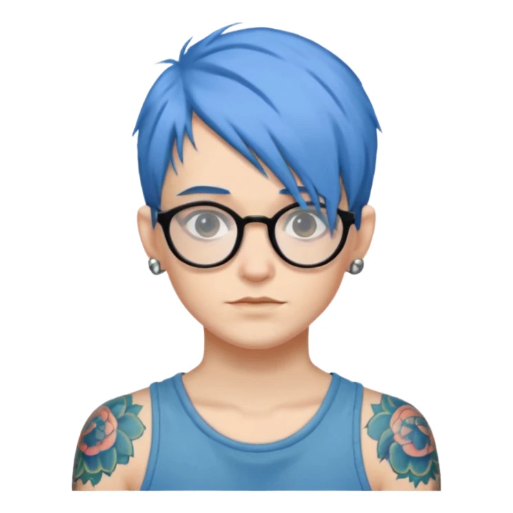 Tattooed & Blue Haired with glasse sticker