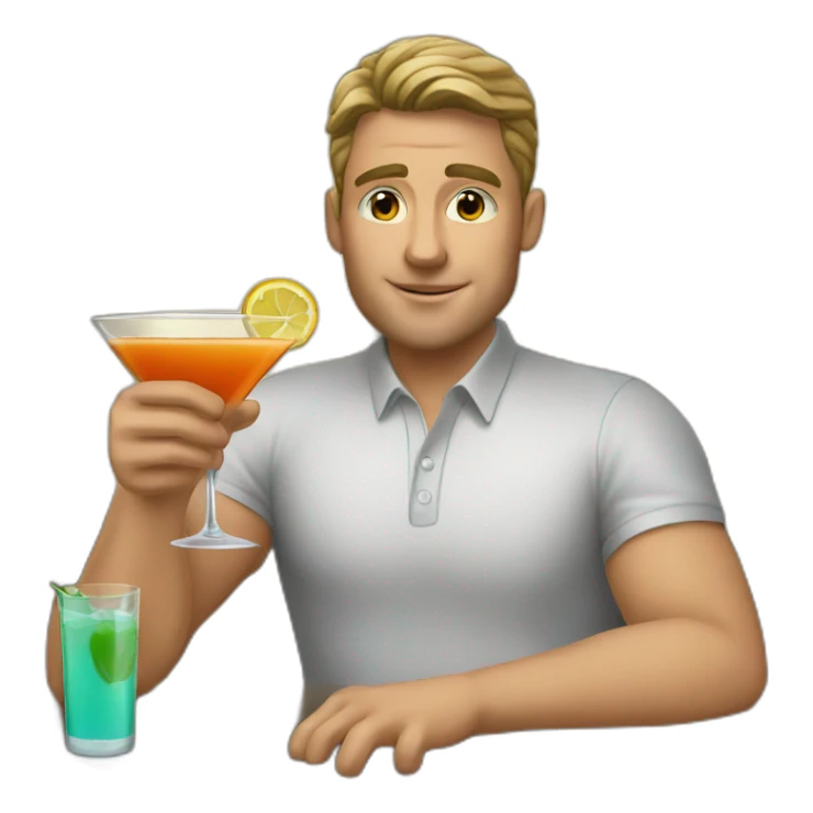 white male drinks cocktail sticker