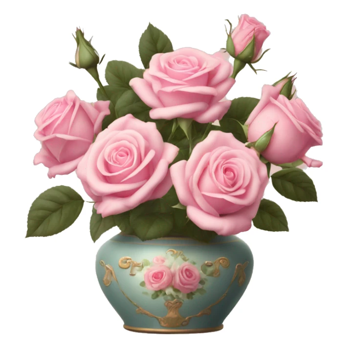 Pastell pink roses in a vintage vase sticker