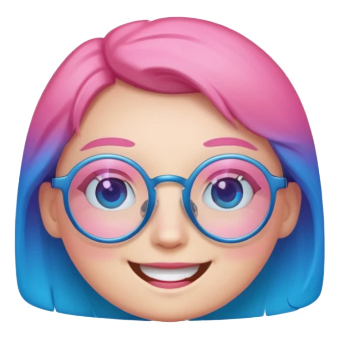 smiling face with round glasses with gradient pink to blue lenses sticker