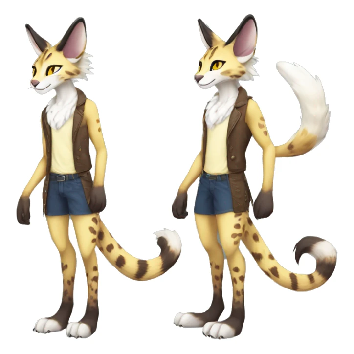 Anthro Epic Beautiful Handsome Pretty Colorful Sergal-Serval-Vernid full body sticker