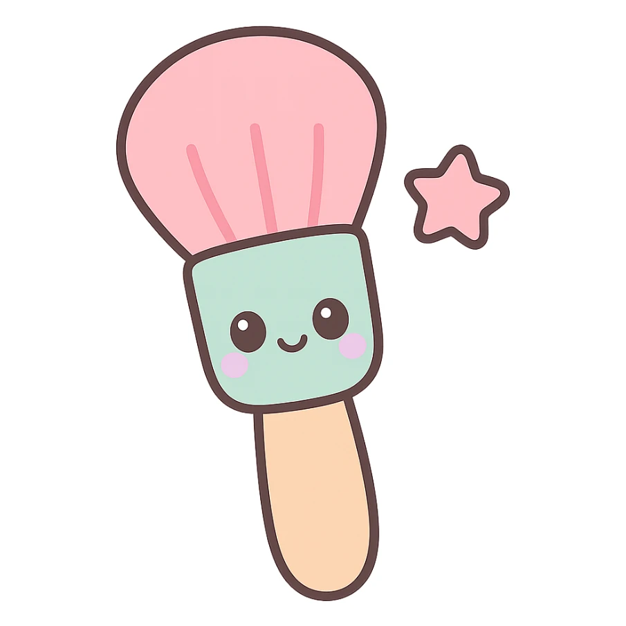 makeup brush, kawaii style sticker
