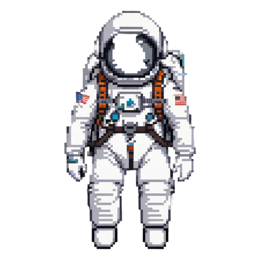 astronaut in white space suit with large helmet, gloves and life-support backpack exploring sticker