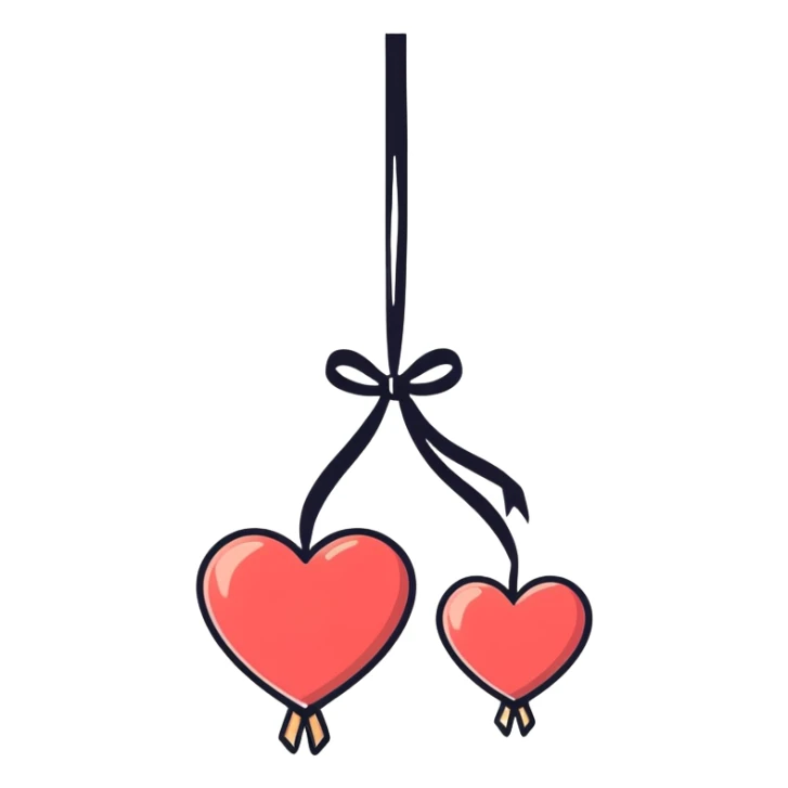 Lots of Dangling hearts from a ribbon sticker