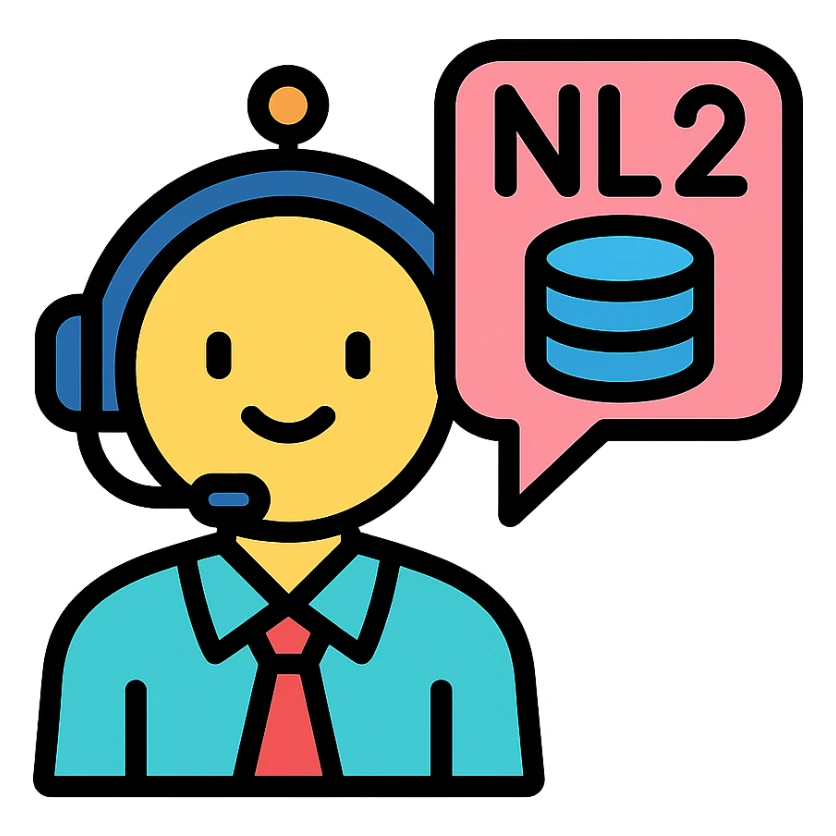 colored icon of an AI agent named NL2Cypher with a speech bubble and database symbol sticker