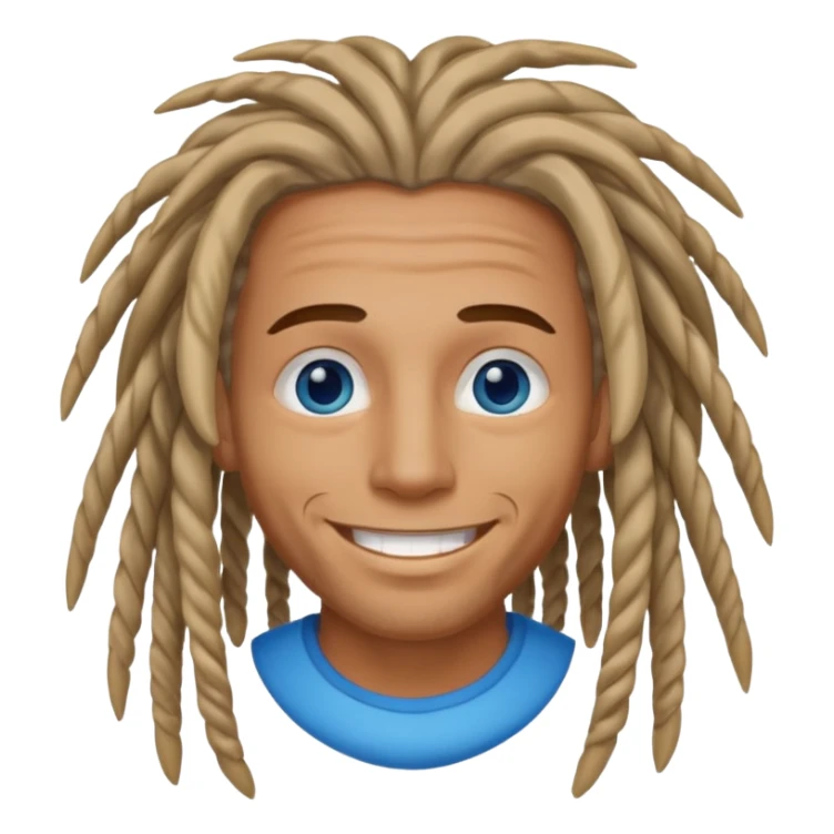 Hippie man smiling with blue eyes and dreadlocks sticker