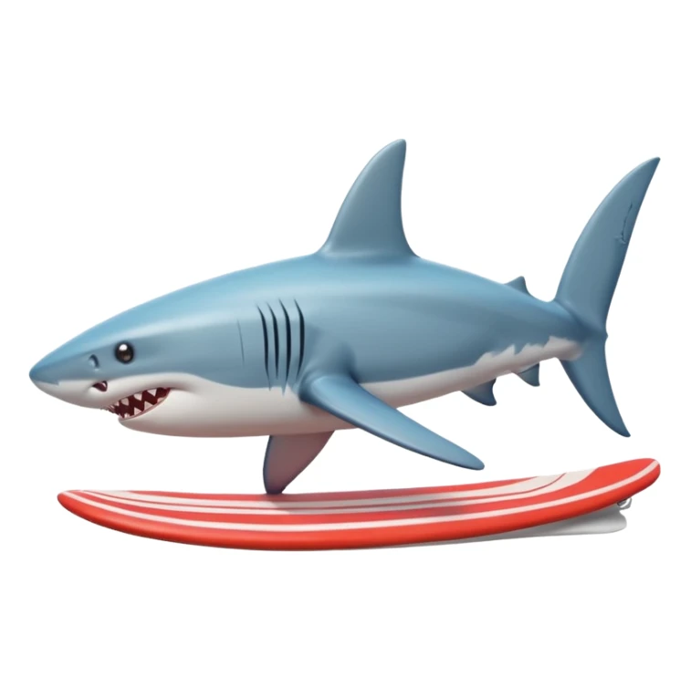 Un tiburón con patas y tenis en sus aletas surfeando  sticker