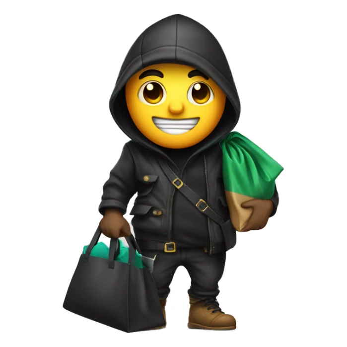 a cartoon burglar with swag bag sticker