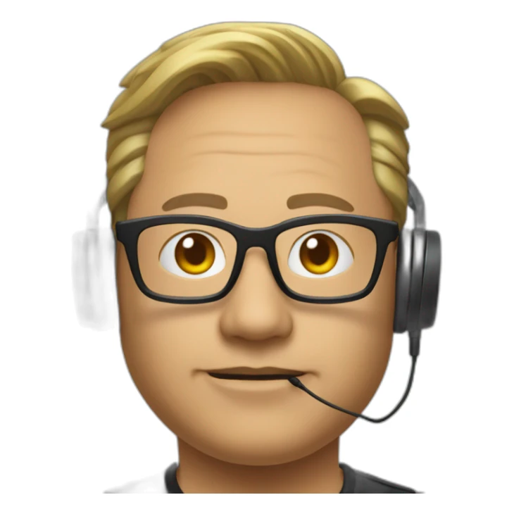 Jensen Huang with black glasses wearing earphones sticker