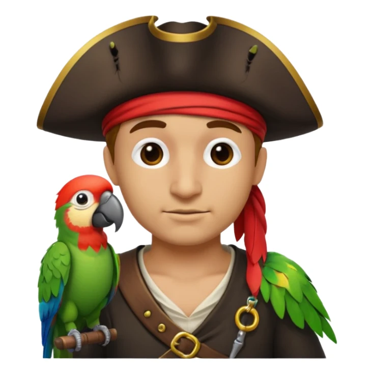 pirate emoji with parrot on shoulder sticker