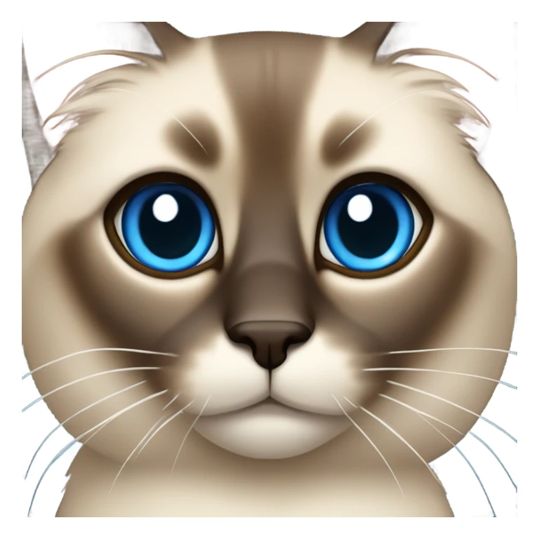Siamese long hair with blue eyes and brown face sticker