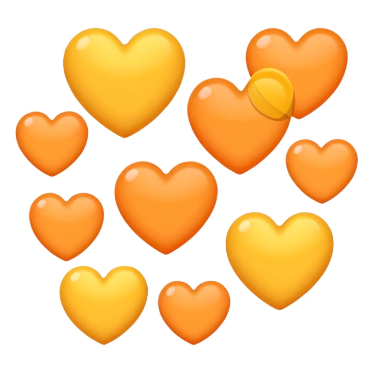 hearts. Orange and yellow.. Pastel sticker