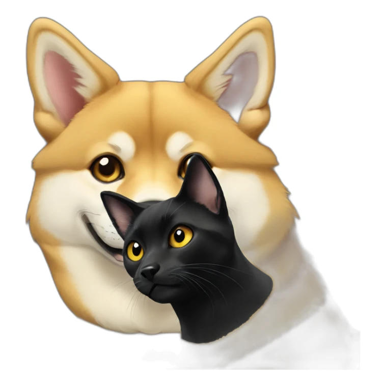 golden shibainu and black cat sticker
