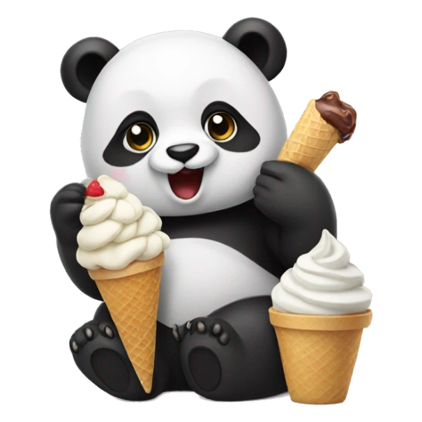 Panda eating ice cream sticker