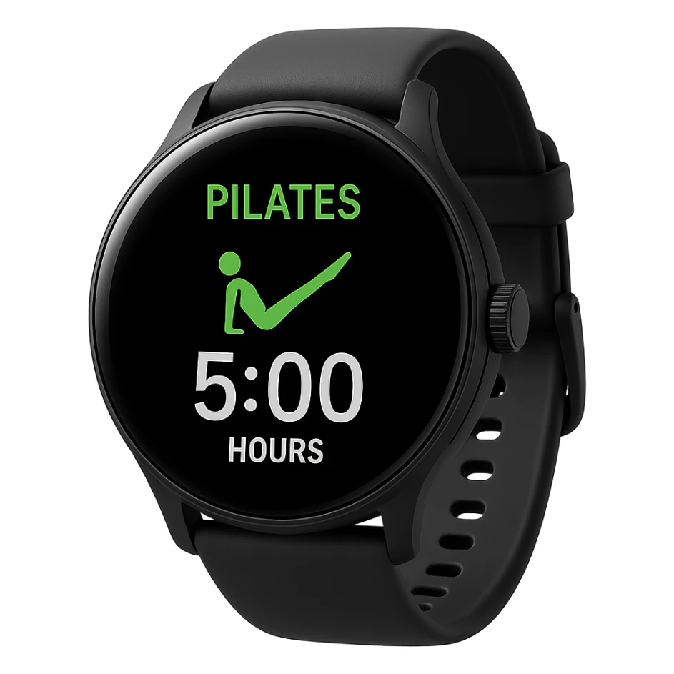 smartwatch con modalità attiva di pilates che segna 5 ore di pilates, REALISTICA 4K sticker