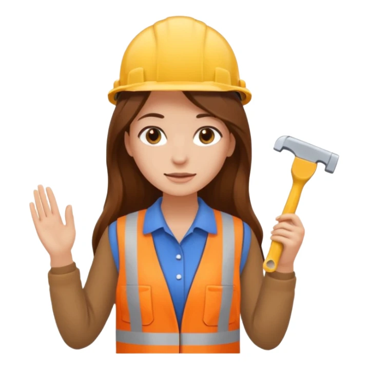 beautiful girl with long brown hair constructing new bathroom sticker