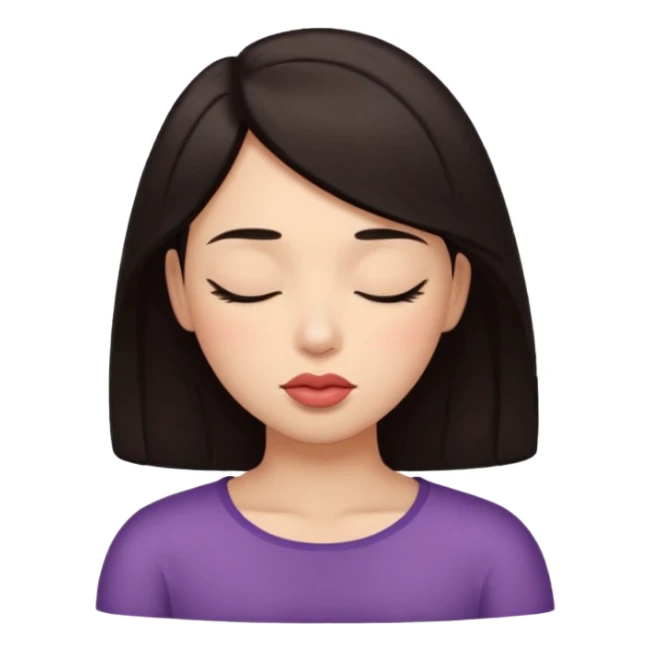 Look into shoulder with eyes closed and pucker lips sticker