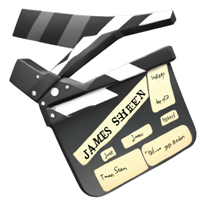 Clapperboard with "James Sheen Online" written on it sticker