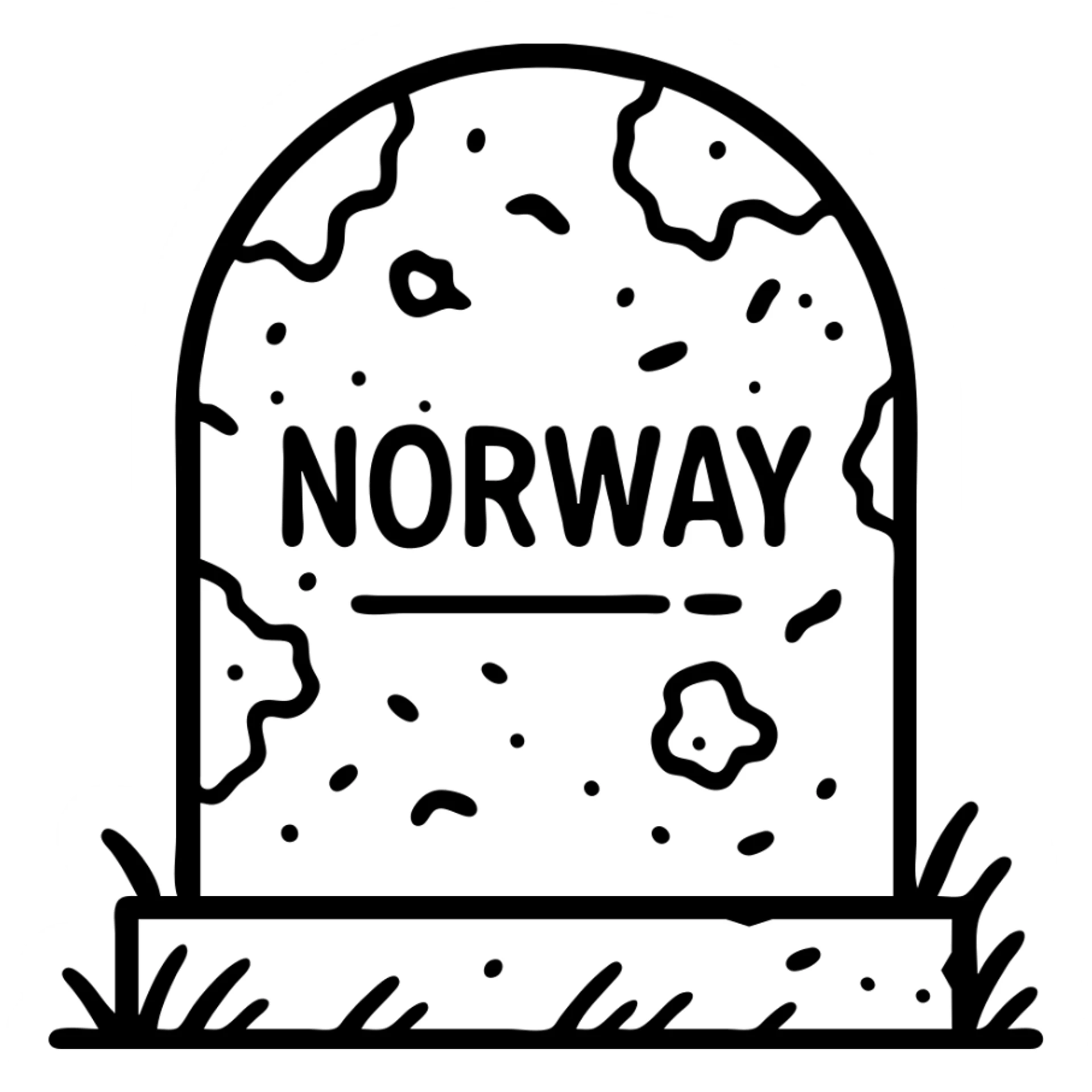 Add moss and weathering to a traditional Norway gravestone without cross, keep the style consistent with the original, no background. sticker