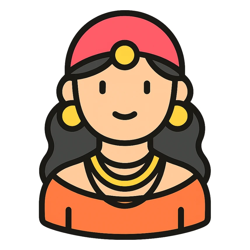 colored icon of a gypsy woman, simple and clear sticker