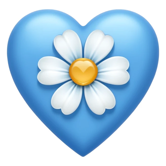 blue heart with one white flower outside sticker