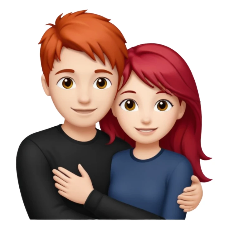 Red haired girl with black hair boy romance sticker
