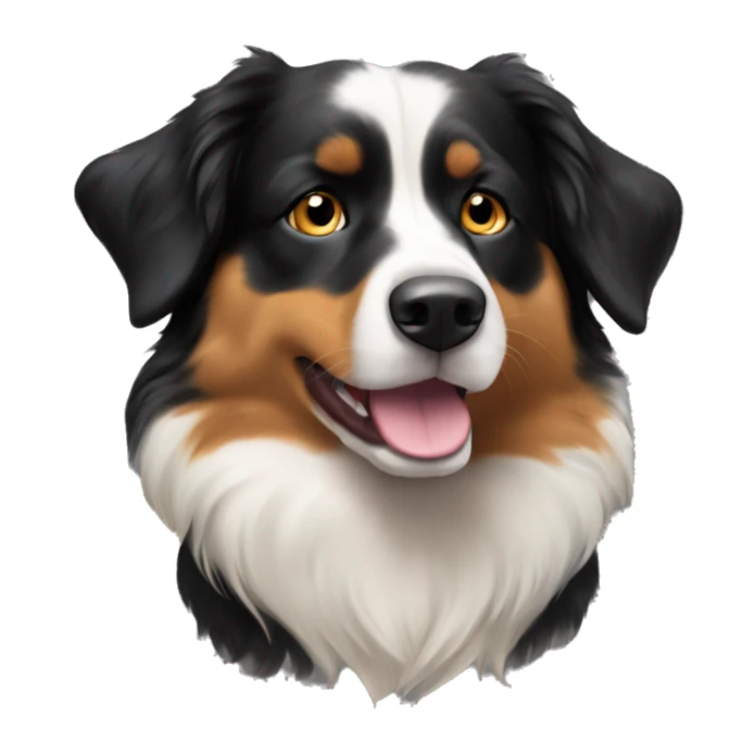 Black and tan Australian shepherd dog with black muzzel sticker