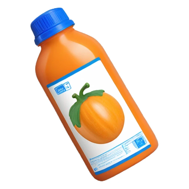1 Orange plastic Squash Concentrate bottle with a blue lid and blue label sticker