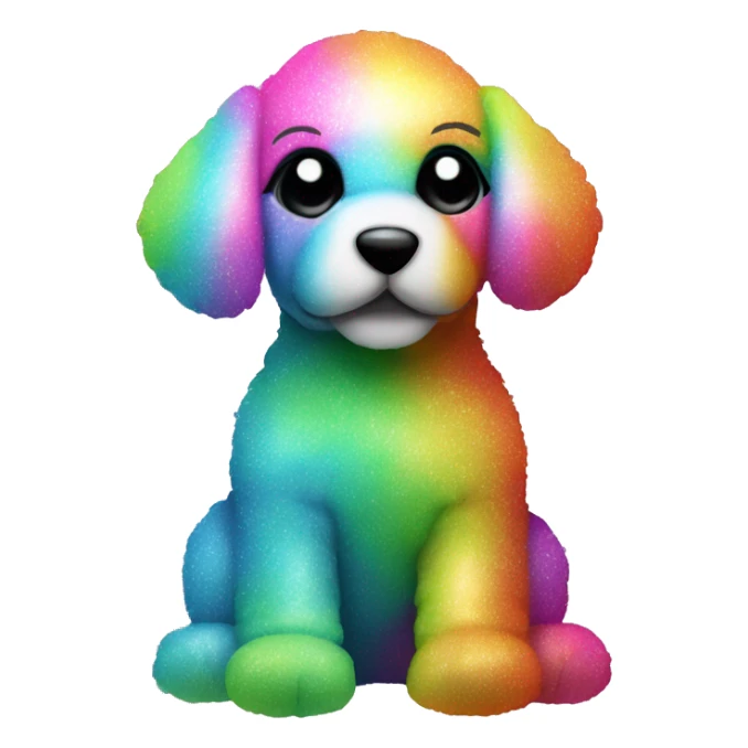 Stuffed animal puppy neon colorful rainbow shimmer sparkle fur  sticker