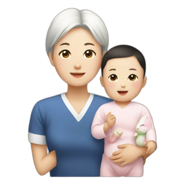 A Korean and a baby sticker