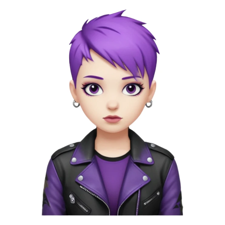 Cool Punk with Short Purple Hair, wearing black leather jacket sticker
