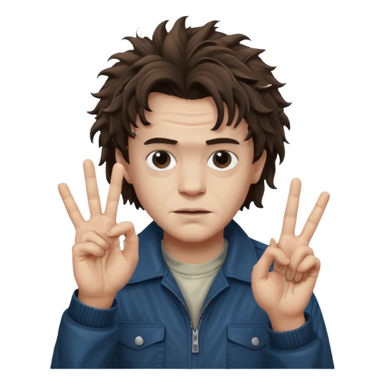 Eddie the freak from stranger things with his iconic hand sign sticker
