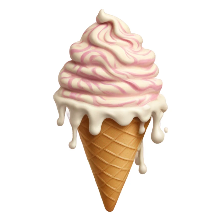 Realistic, detailed rococo ice cream, beige and pink sticker