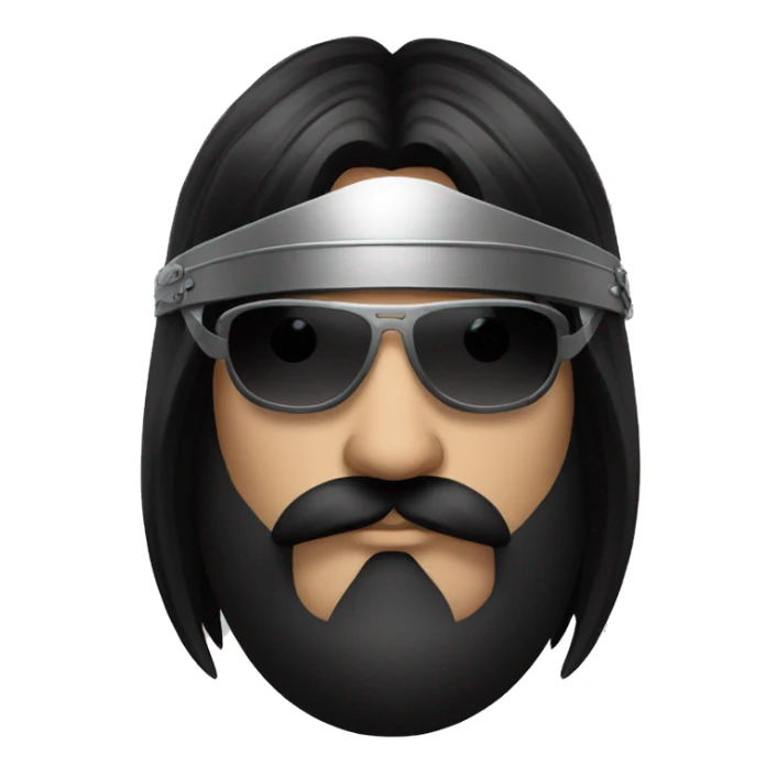 gladiator with long straight black hair, black moustache and sunglasses sticker