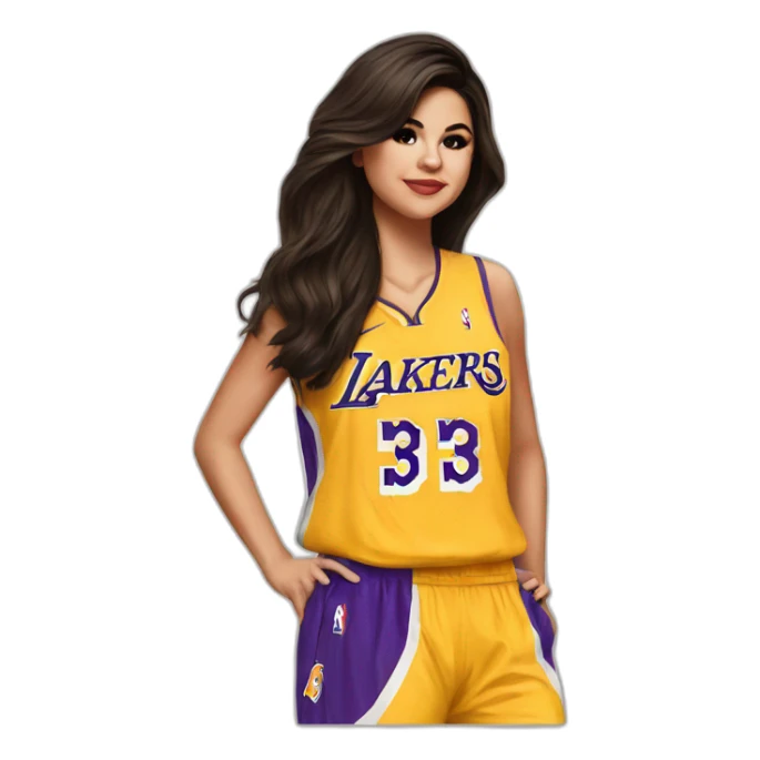 selena gomez wearing lakers jersey sticker