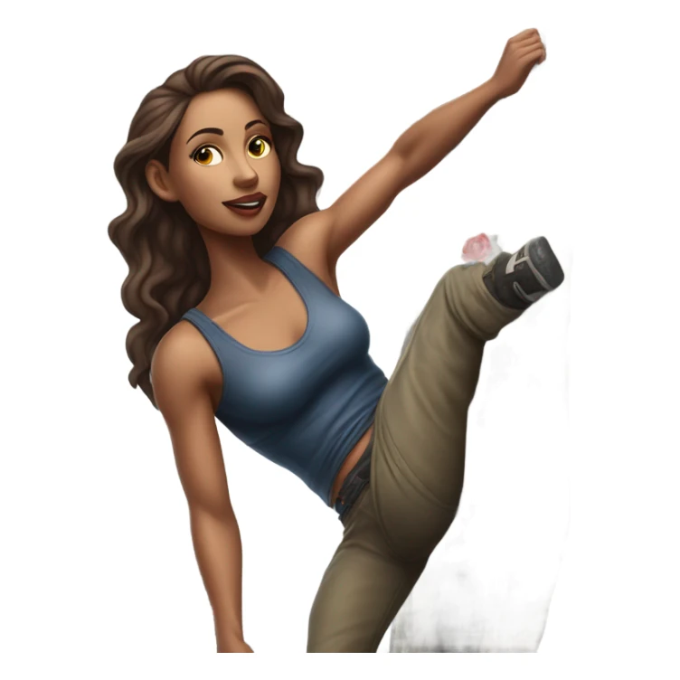 Hyper Realistic beautiful woman model with a small rose tattoo rock climbing  sticker