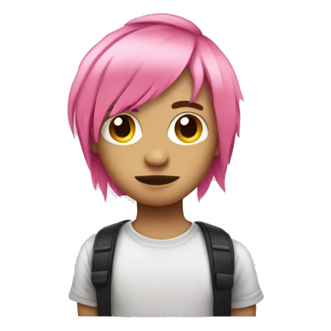emo emoji with pink hair sticker