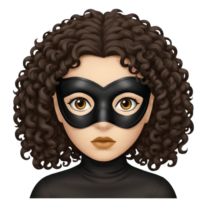 woman with robber mask concerned dark curly hair sticker