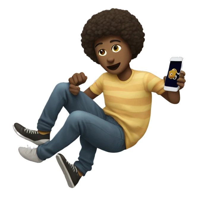 Laying on stomach holding phone and kicking legs sticker