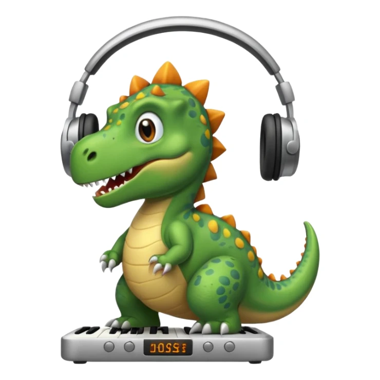 Dinosaur listening to music sticker