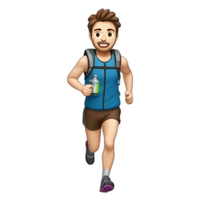 trail runner with brown hair and Running Vest with flasks sticker