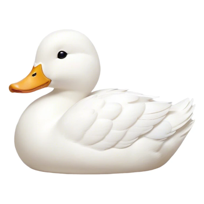 Meme-Worthy Cute Sleeping White Duck Portrait Emoji, Head resting peacefully with a contented smile, showcasing a sleek, graceful build and a luxuriously soft pure white plumage, eyes shut in a serene, restful nap, Simplified yet hilariously adorable features, highly detailed, glowing with a soft, drowsy light, high shine, relaxed and utterly lovable, stylized with an air of playful laziness, bright and heartwarming, soft glowing outline, capturing the essence of a comically sleepy duck, so meme-worthy it feels like it could instantly become the next viral sensation of adorable slumber! sticker